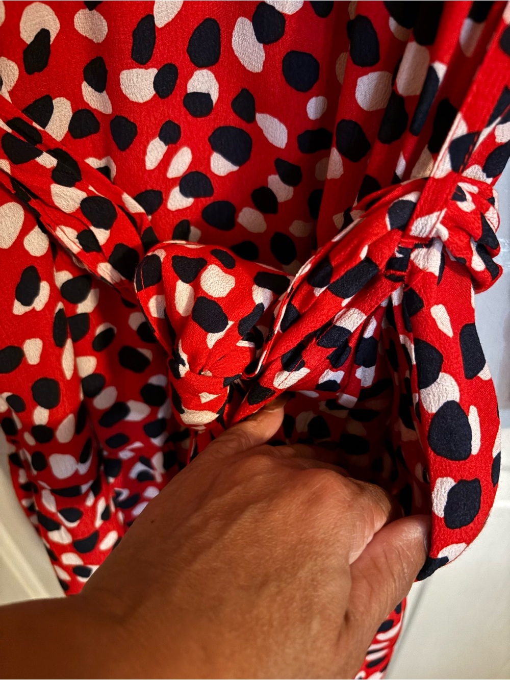 Free Assembly Red Abstract Spot Ruffle-Hem Tunic XS - Picture 14 of 14